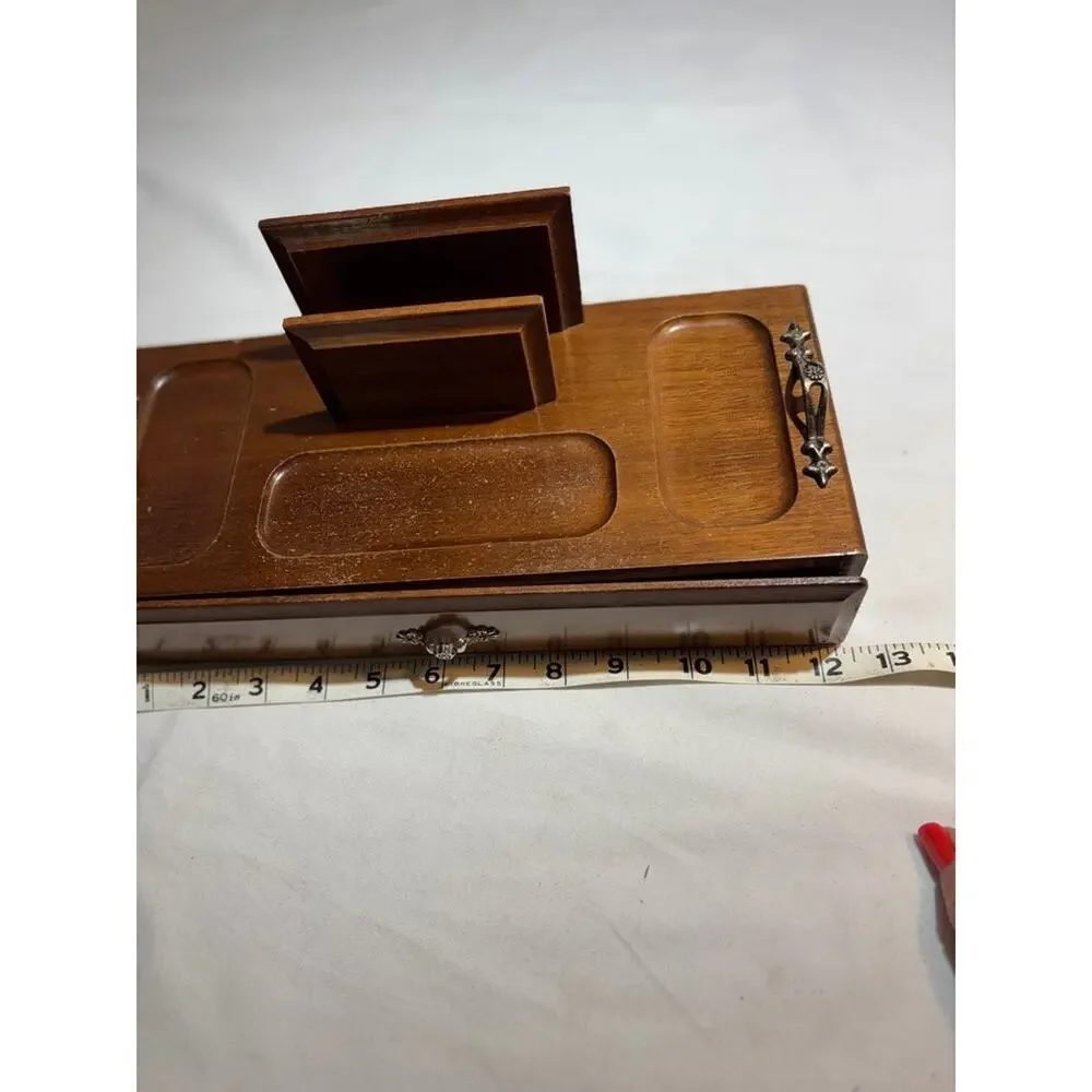 Vintage Wooden Desk Organizer with Drawers